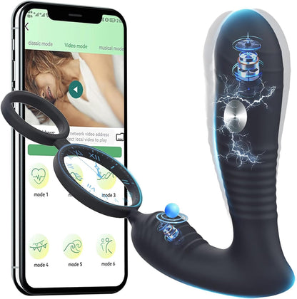 Elektroschock Prostata Vibrator Penisring mit 8 Elektroschock & 8 Vibrationsmodi