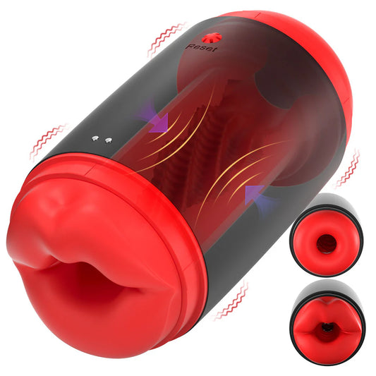 Elektrischer Masturbator Blowjob Taschenmuschi mit 9 Vibrationen & Druckmodus