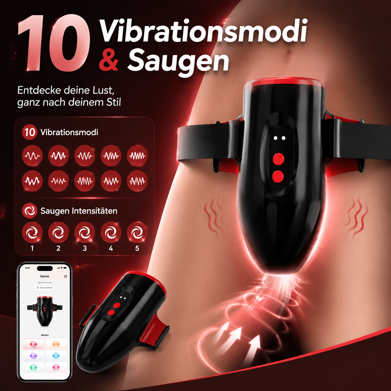 2 IN 1 Automatischer Masturbatoren Penistrainer Blowjob mit 10 Vibrationsmodi & Saugen