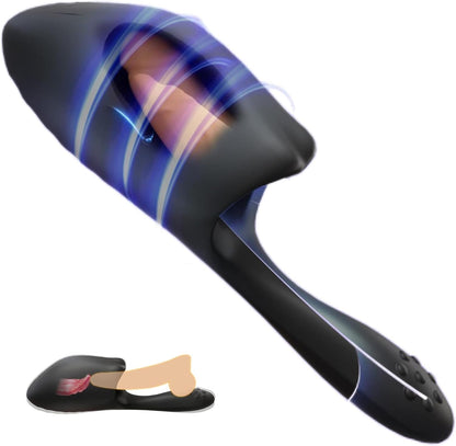 Mannelijke cup masturbator penistraining vibrator met tonglikken en 10 vibratiemodi 