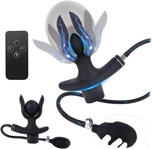 Elektro Shock Analplug Aufblasbar Elektrostimulation Analdildo Set mit 12 Modi & 19 Intensität