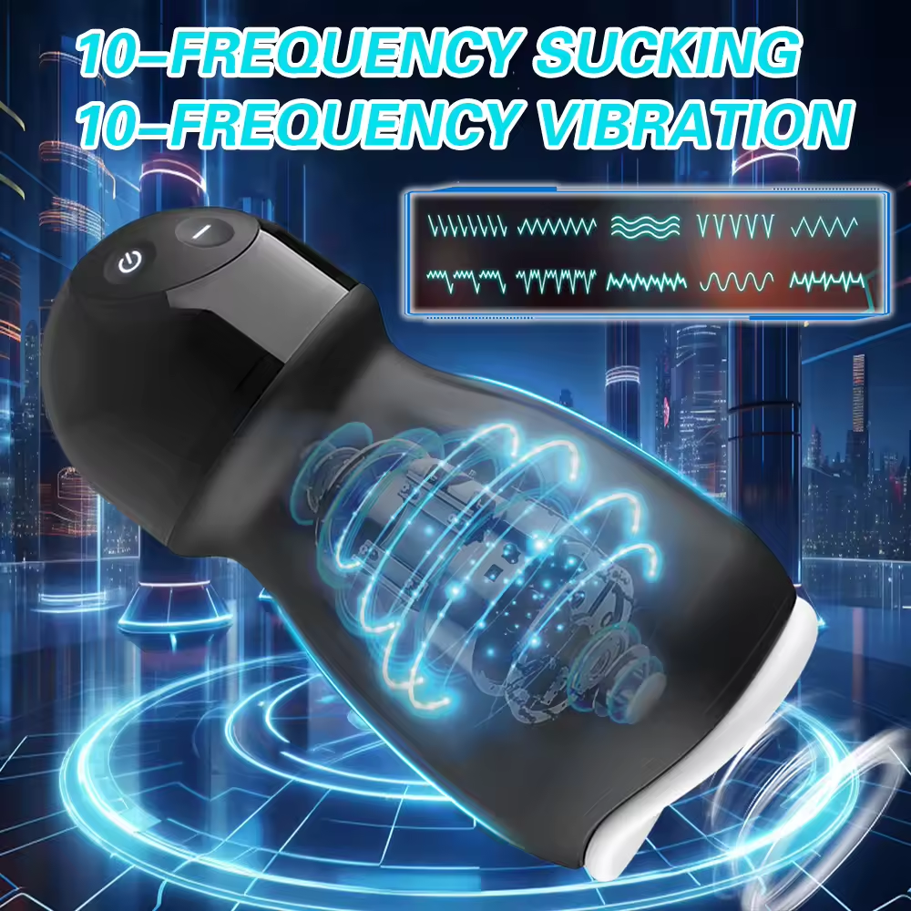 360° Vollumhüllungs Penistrainer Vibrator Masturbator mit 10 Vibrations und Trainingsmodi