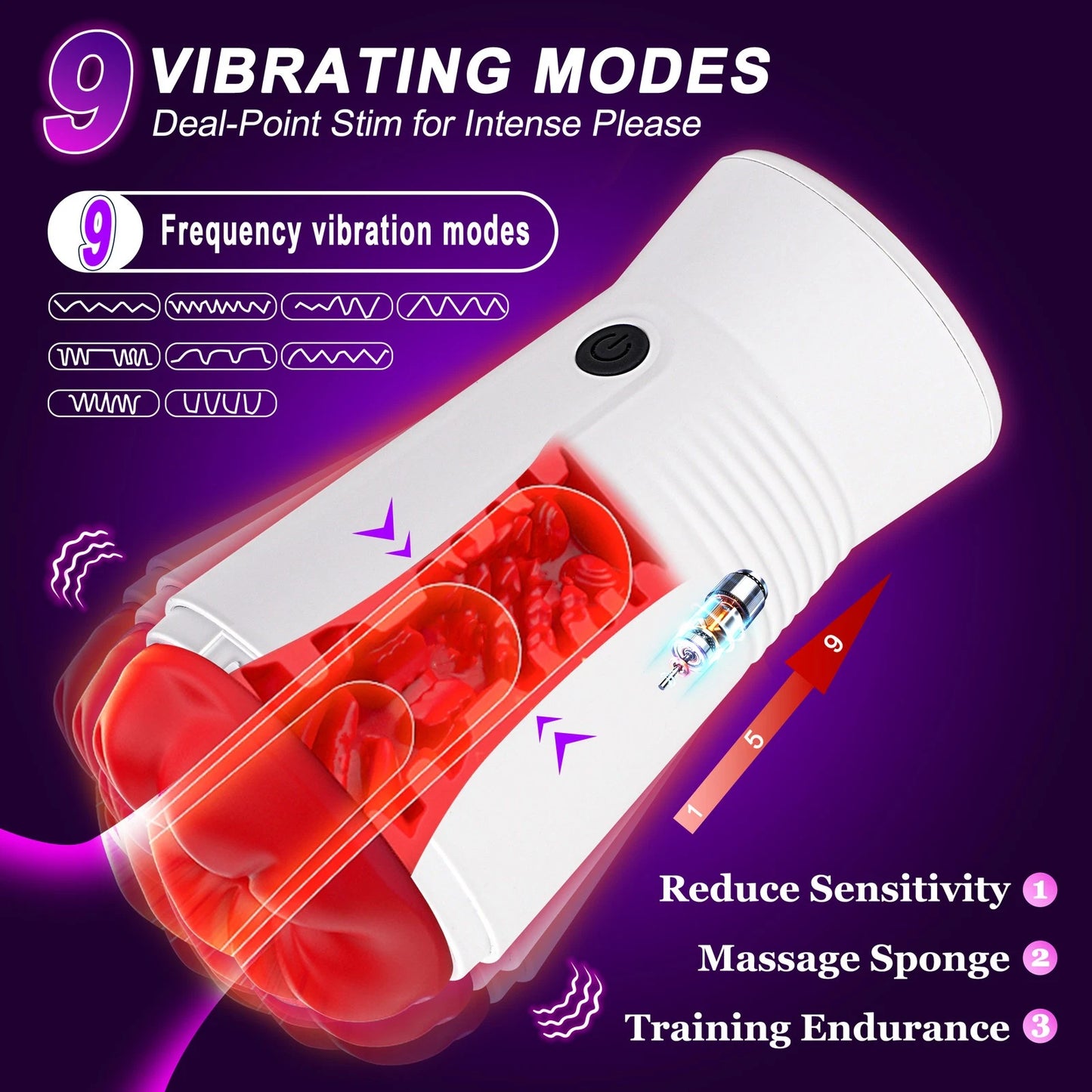 App-gesteuerte Realistische Masturbator Blowjob Maschine mit 9 Vibrationsmodi