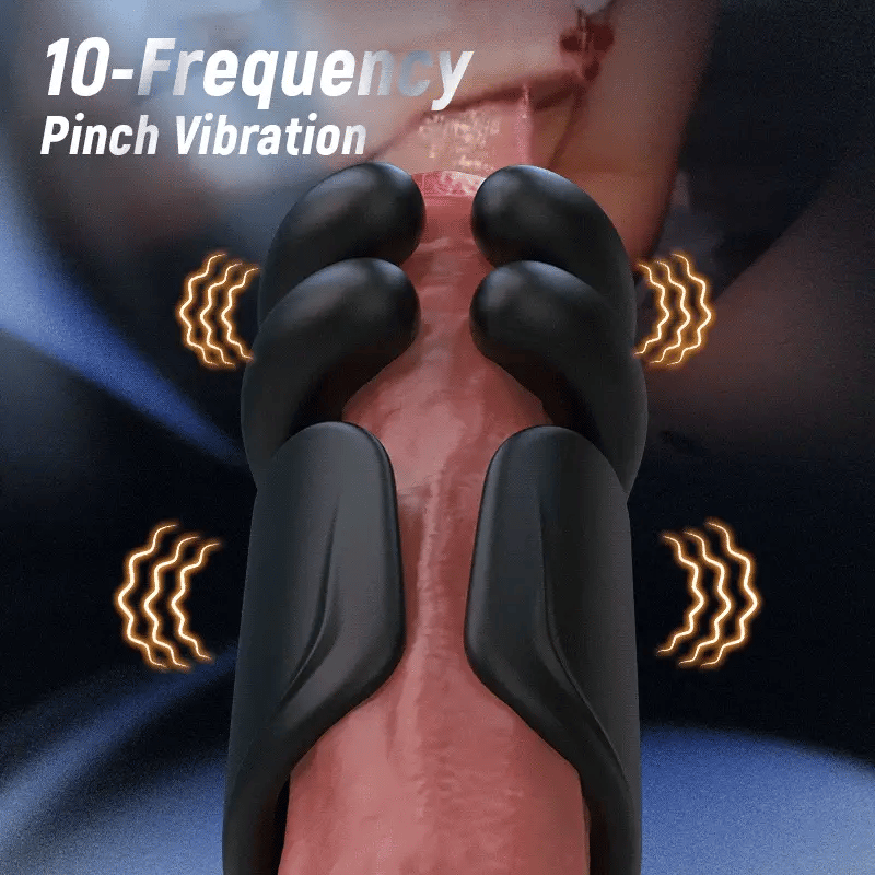 Elektrische Penistrainer Eichelvibrator mit 10 Finger Massage & Klopfen & Vibrieren