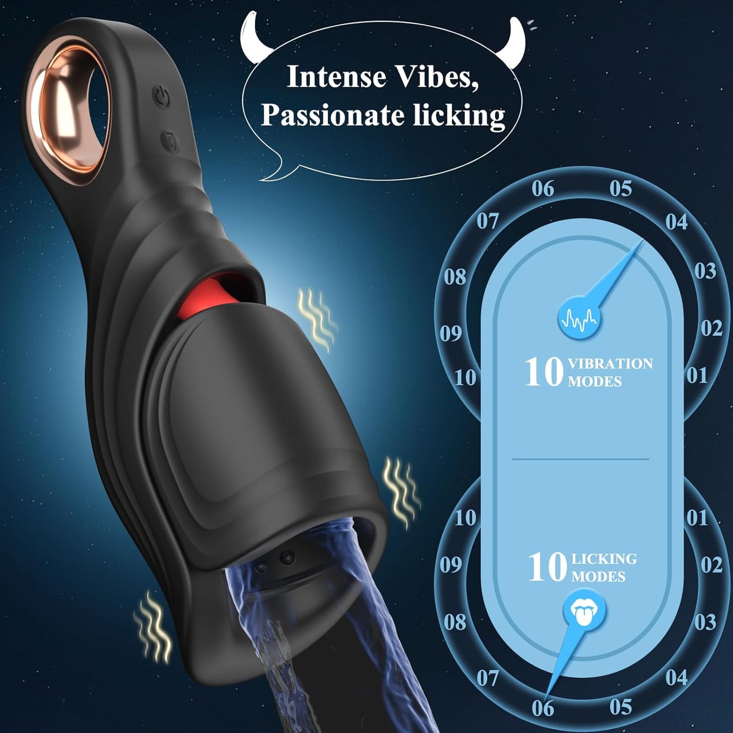 Elektrischer Penistrainer Eichelstimulator mit 10 Zungenleckmodi & Vibrationsmodi