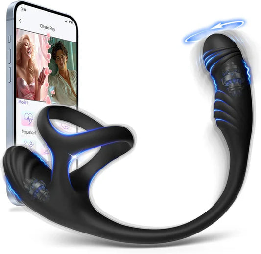 APP-gesteuertes Prostata Massagegerät Vibrierender Penisring mit 10 Vibrationsmodi