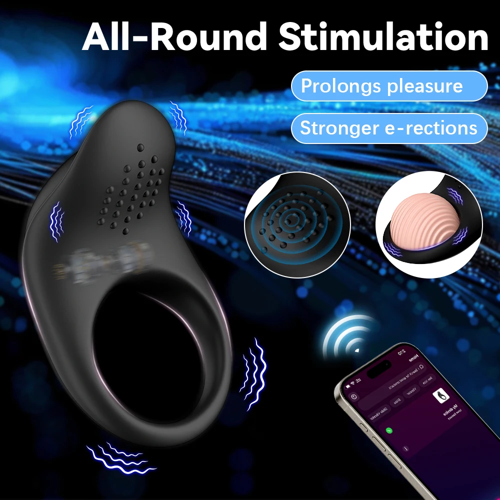 APP-Steuerung Vibrierender Penisring Stimulator mit 9 Schwingungsmoden