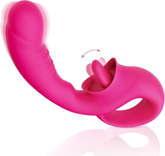 G-Spot Vibrators Dildo Clitoris Stimulator with 10 Licking &amp; Vibrating Modes 