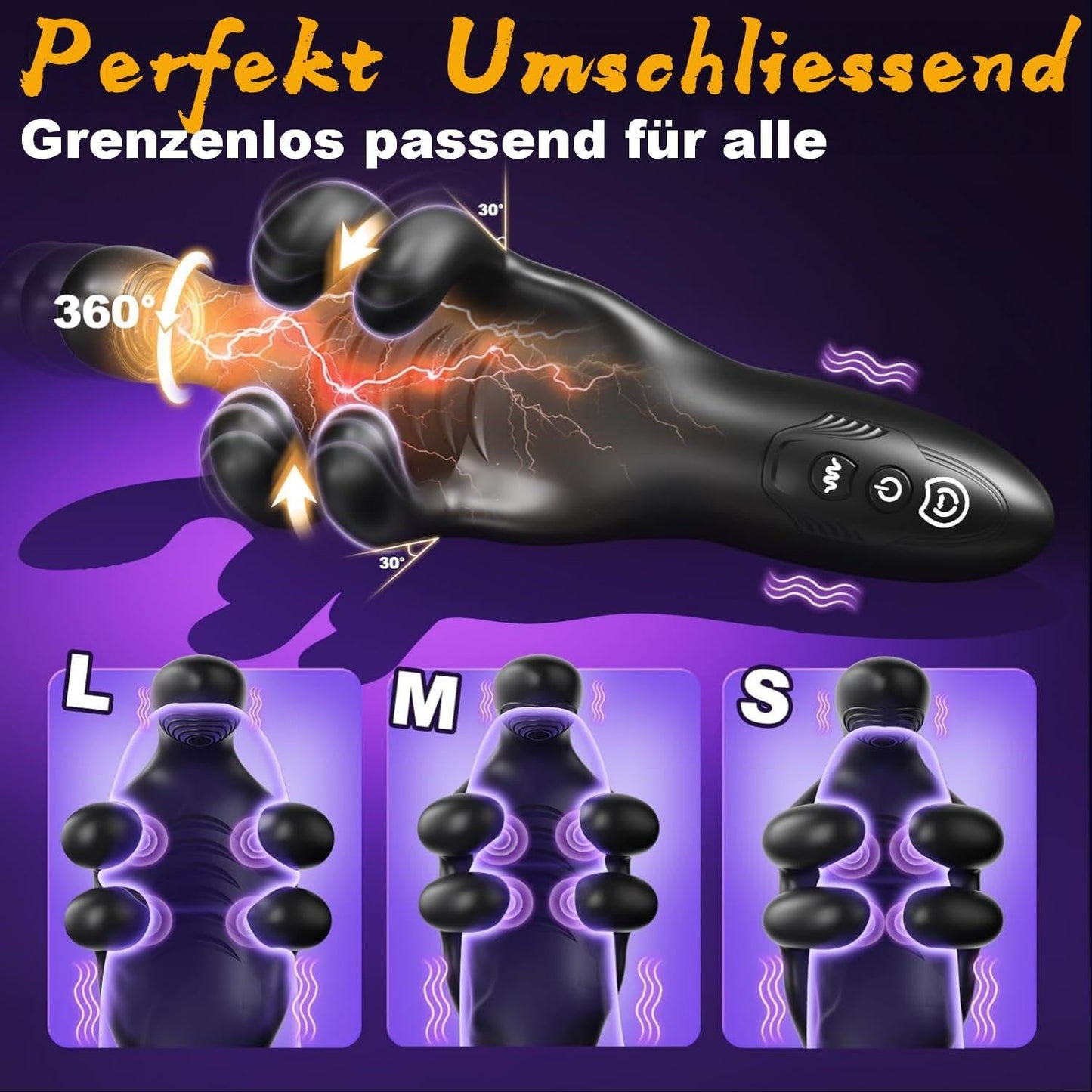 Elektrischer Penisvibrator Eichel Stimulator mit 10 Vibrationsmodi & 10 Knetmodi