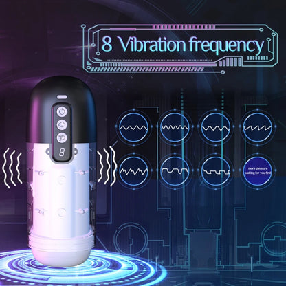 360° Deep-Throat-Vergnügen und Orgasmus Automatischer Masturbator mit 8 Vibrationsfrequenzen 8-Gang-Saugen