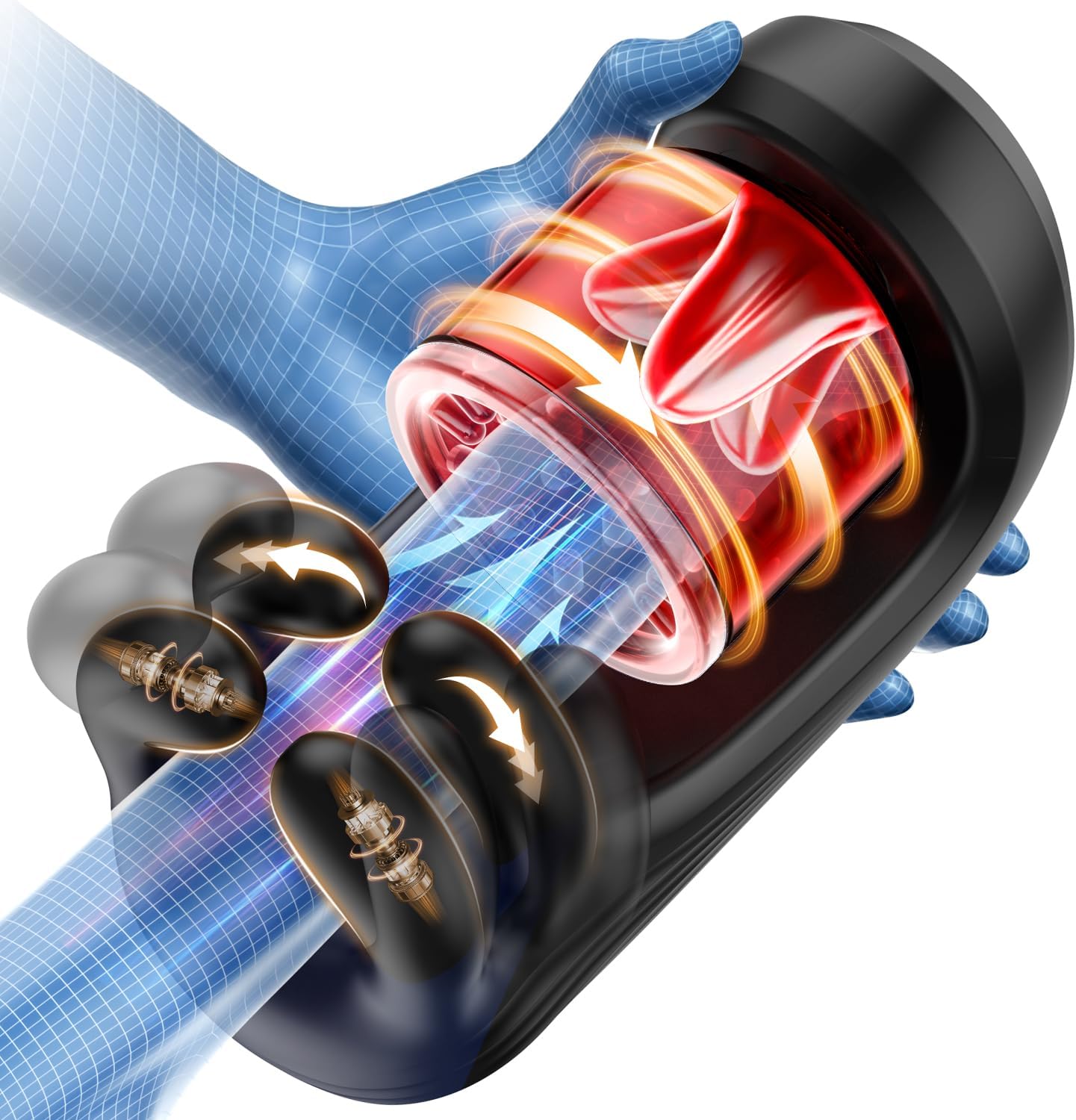 3 IN 1 Penistrainer Eichelvibrator Stroker Blowjob mit  9 Rotations und Vibrationsfunktionen