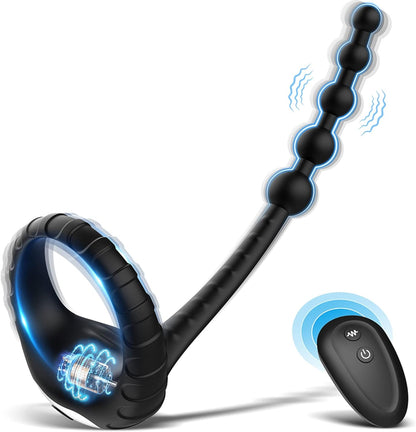 3-in-1 Lustmeister penisring anaalkralen buttplug met 10 vibraties 