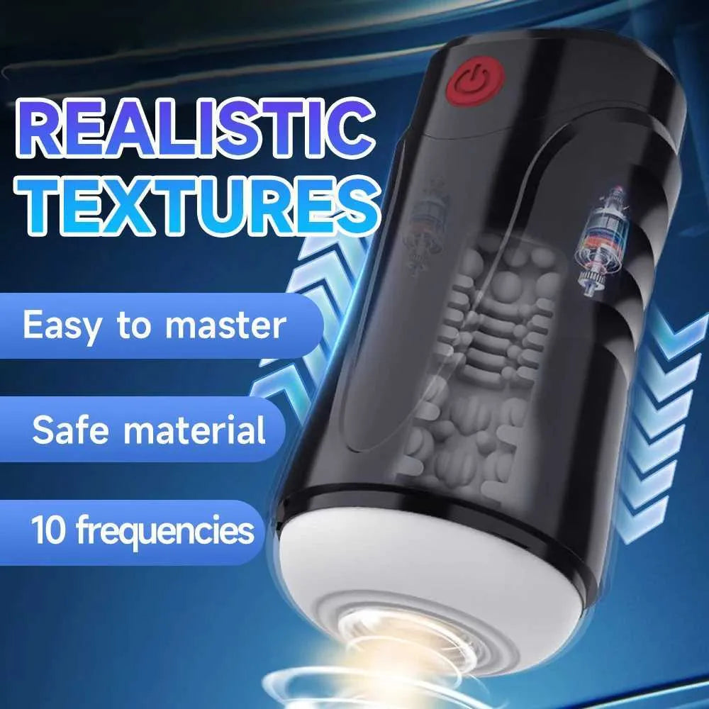 Elektrischer Masturbator Penis Trainer mit 2 Verbesserten Motoren & 10 Vibrationsmodi