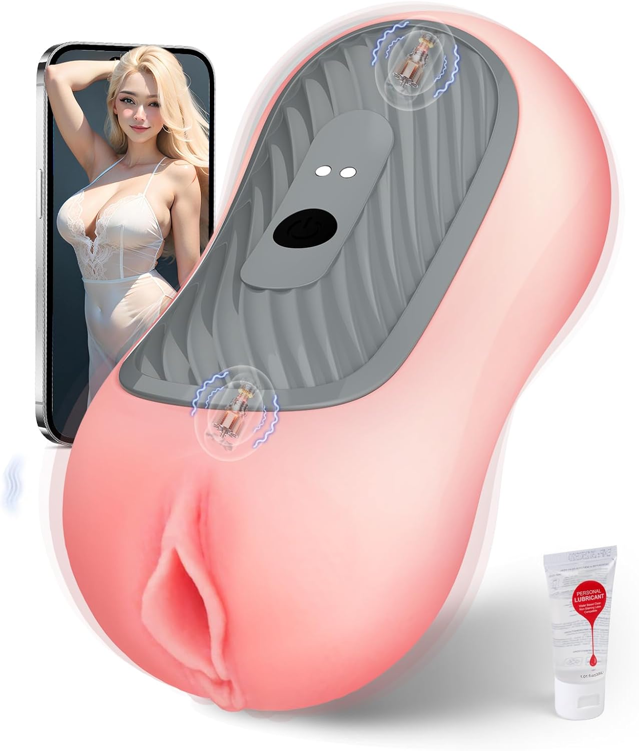 Zusammendrückbarer Taschenpussy Stroker Blowjob Masturbator mit 8 Vibrations & Saugmodi