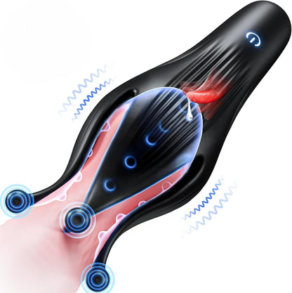 4 IN 1 Penistrainer Vibrator eichel Stimulator mit 10 Vibrations & Saugleistungsstufen