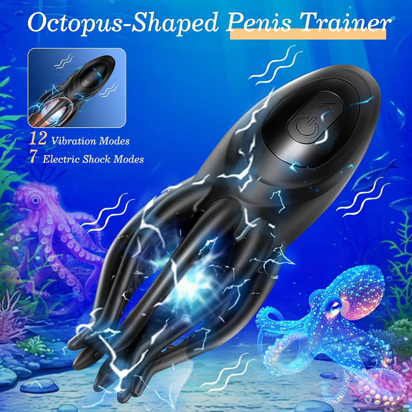 E-stim Penistrainer Vibrator Eichelmassagegerät mit 12 Vibrationsmodi & 7 Elektro Modi