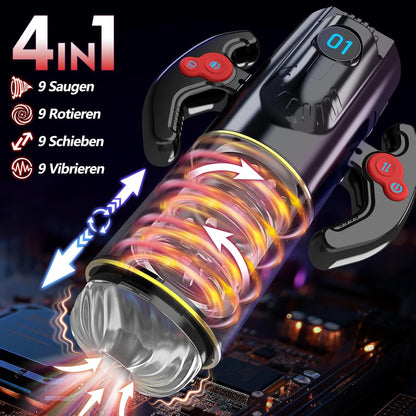 3 IN 1 Multifunktionale Elektrisch Mastubrator mit 9 Saugmodi sowie 9 Stoß- und Rotationsmodi