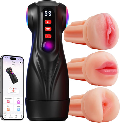APP Elektrischer Masturbatoren Vagina Blowjob mit 9 Vibrationsmodi & 9 Saugmodus