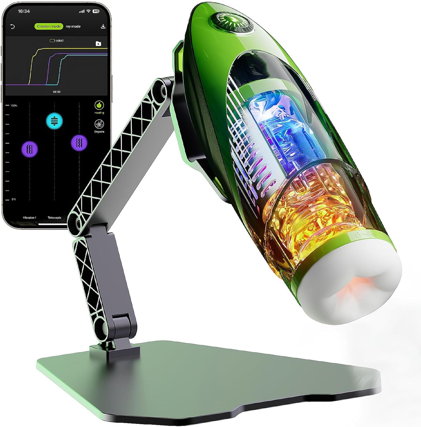 42°Heizung APP Elektrischer Masturbator Blowjob mit 10 Teleskopfunktion & Vibration Modi