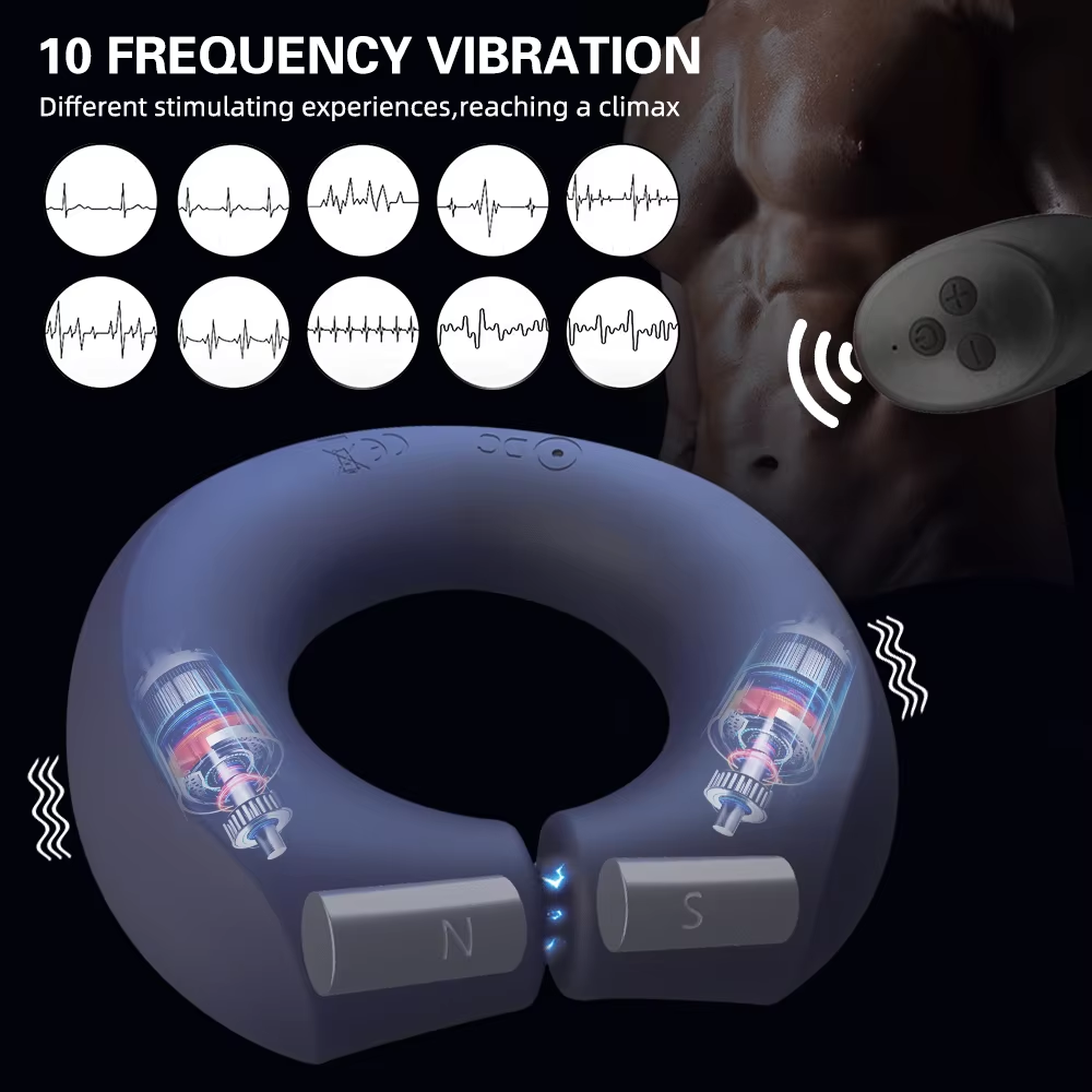 Dual Motor Penisring Vibrator Massage mit 10 Vibrationsmodi