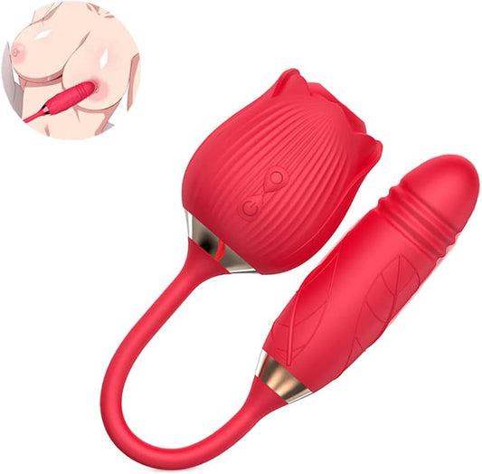 Rose Vibrator Tonglikkende stimulatievibrators met 10 vibratiestanden 