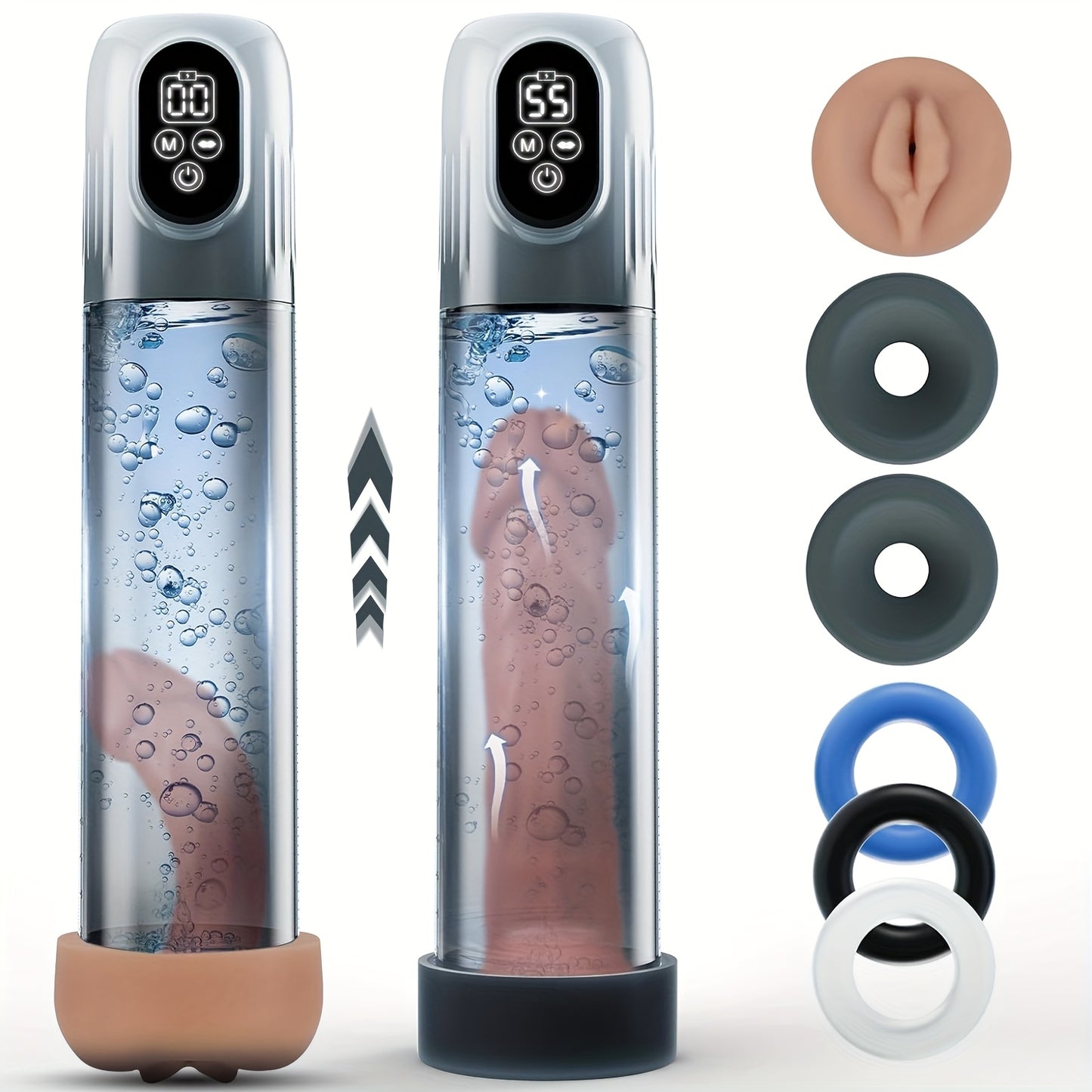 4 IN 1 Elektrische Penispumpe Taschenmuschi Masturbator mit 5 Saugstufen & 6 Trainingsmodi