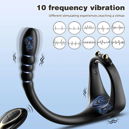 3 IN 1 Multifunktionsvibrator Penisring Prostata Stimulator mit 10 Vibrationsmodi