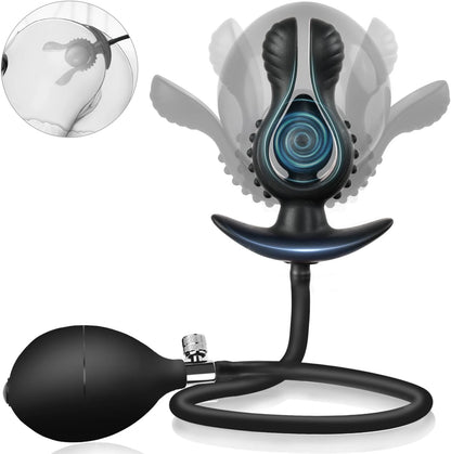 Aufblasbar Analvibrator Blumen Buttplug Prostata Stimulator