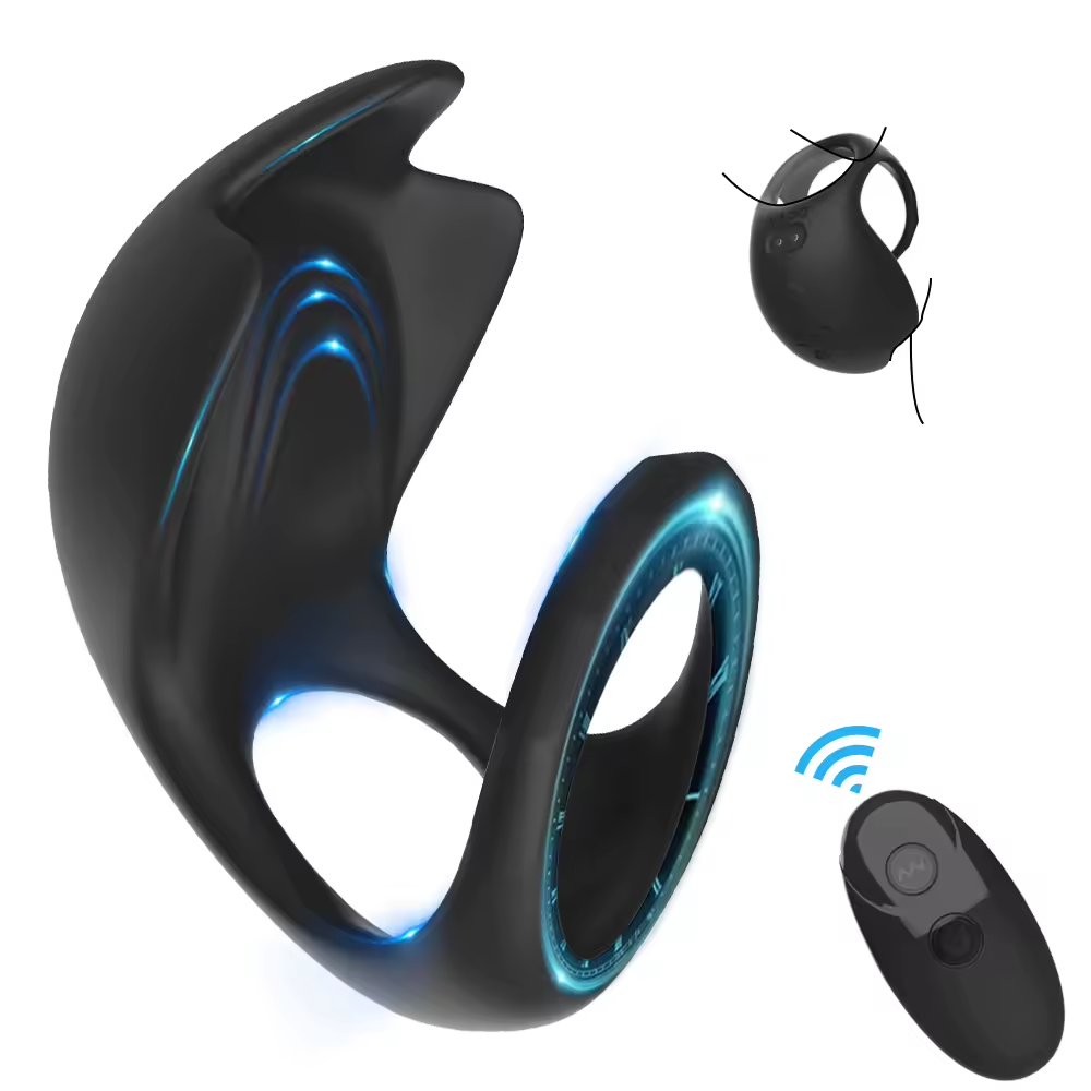 Penisring Vibrator Eicheltrainer Massage mit 10 Vibrationsmodi + Fernbedienung
