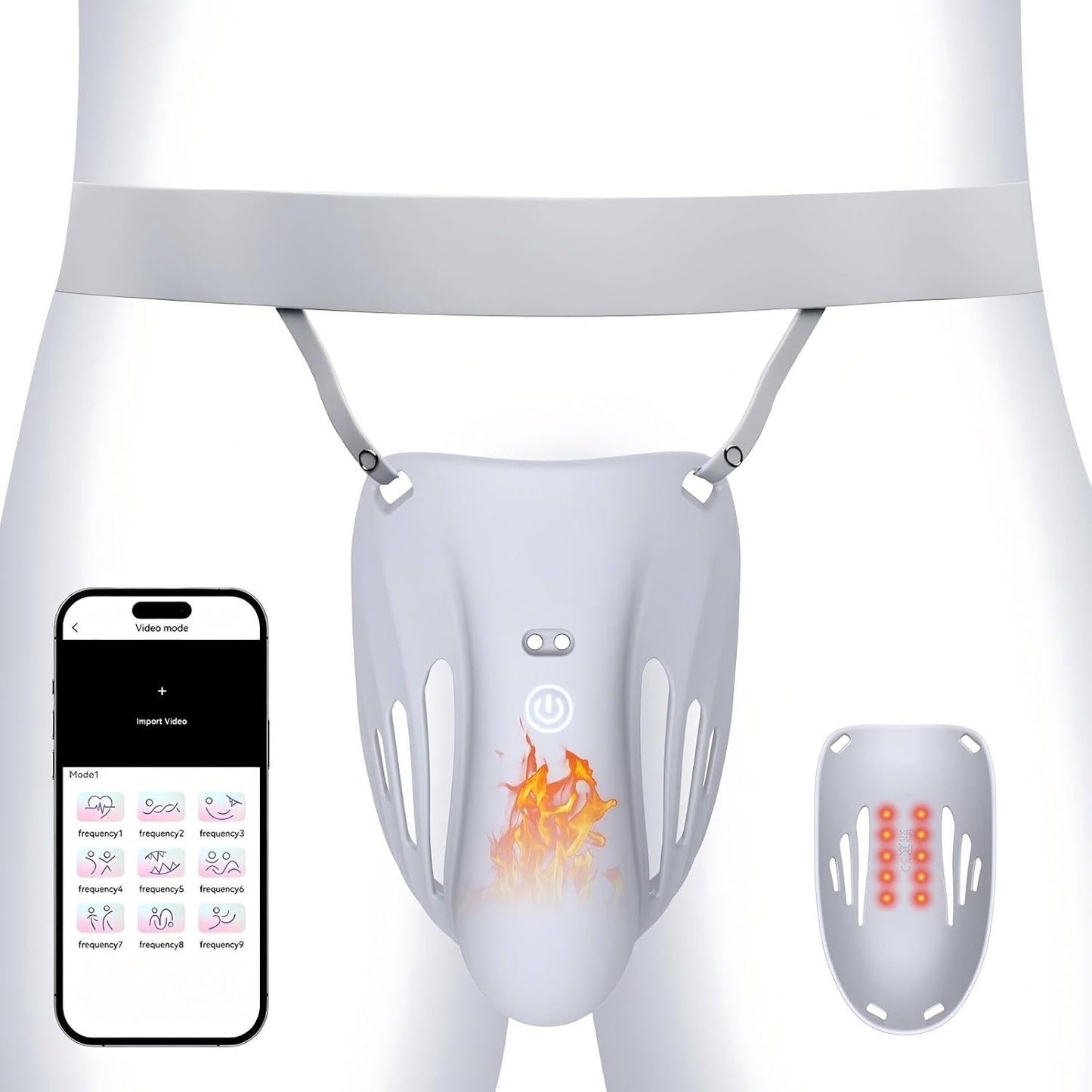 Penis Trainer Vibrator Bondage Peniskäfig Eichel Stimulator mit 9 Vibrationsmodi & Heizfunktion