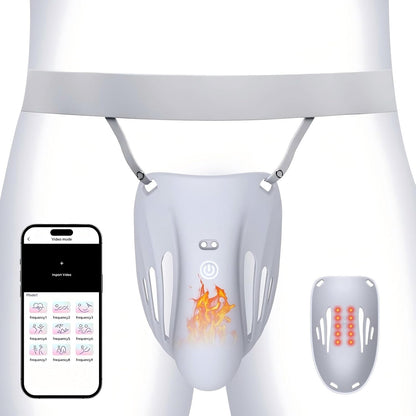 Penis Trainer Vibrator Bondage Peniskäfig Eichel Stimulator mit 9 Vibrationsmodi & Heizfunktion