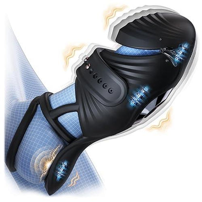 4 IN 1 Penis Trainer Testicle Eichelvibrator Cock Ring mit 10 Modi