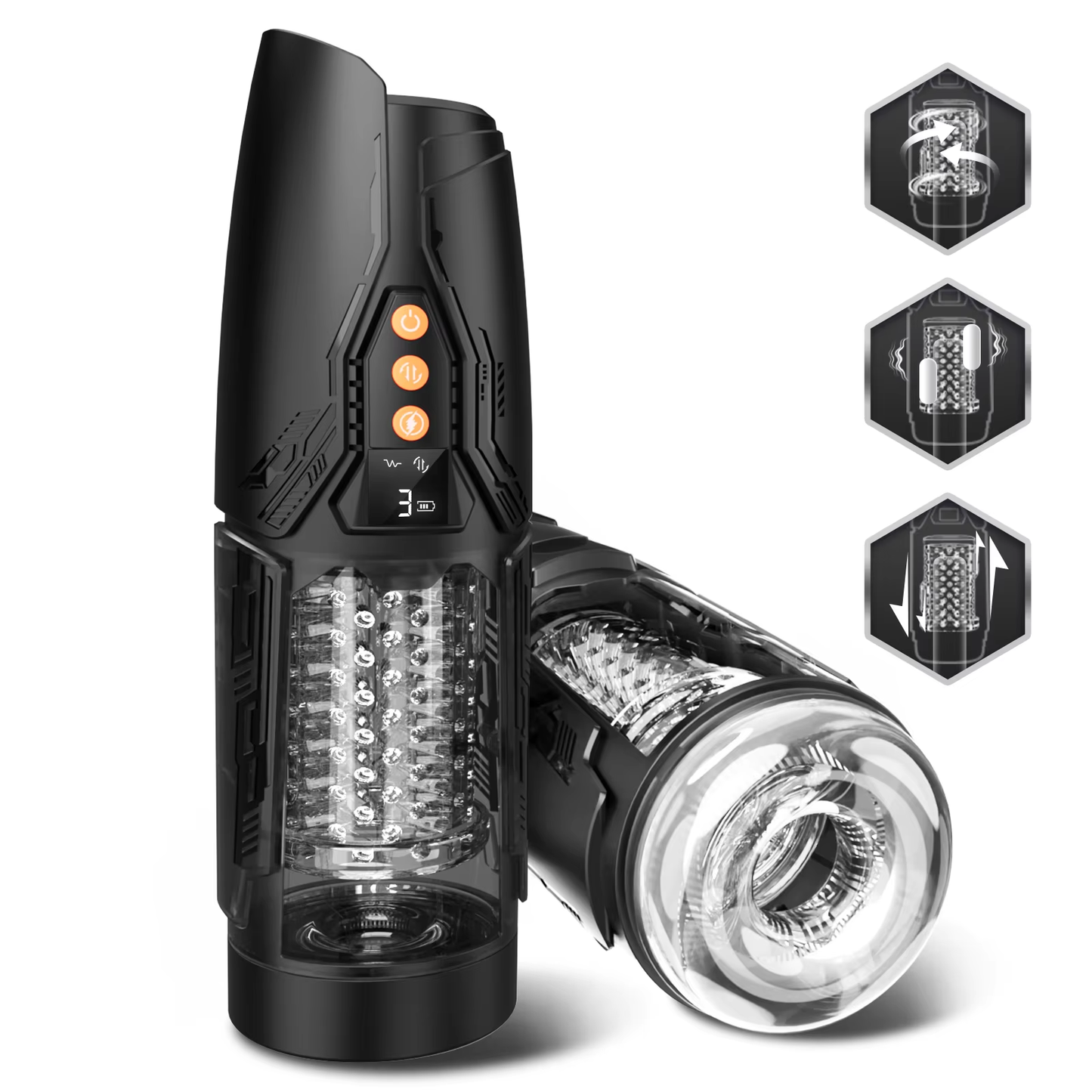 Realistischer Masturbatoren Penis Stroker Blowjob mit 7 Schub & Rotations & Vibrationsmodi