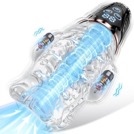 Hochfrequenz Elektrischer Masturbator Penis Trainer mit 9 Vibration und 9 Saugmodi