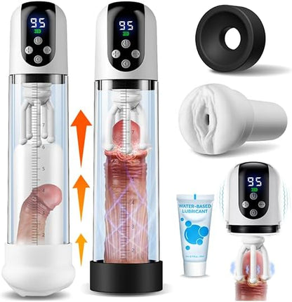 3 IN 1 Penisvergrößerer Penispumpe Masturbator Eicheltrainer mit 5 Saug & 9 Vibrationsmodi