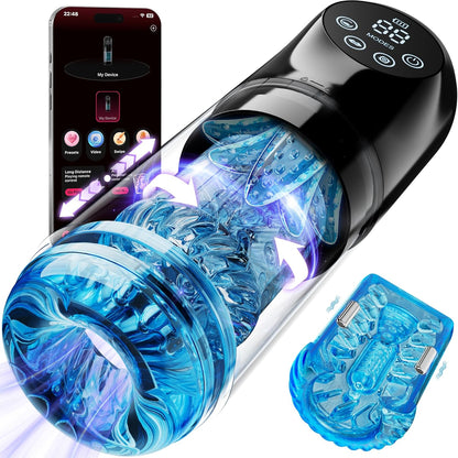 AI Sync Masturbator Penispumpe mit 9 Stoß & Rotations & 9 Vibrations & Saug& Leckmodi