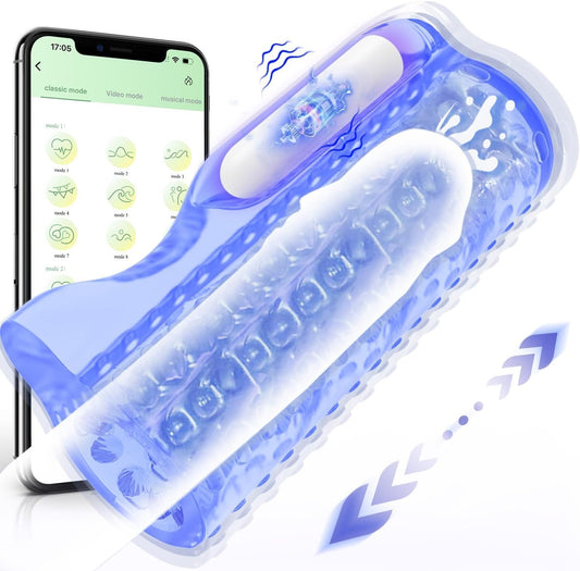 5D Innenstruktur Elektrischer Penistrainer Taschenmuschi mit 10 Vibrationsmodi