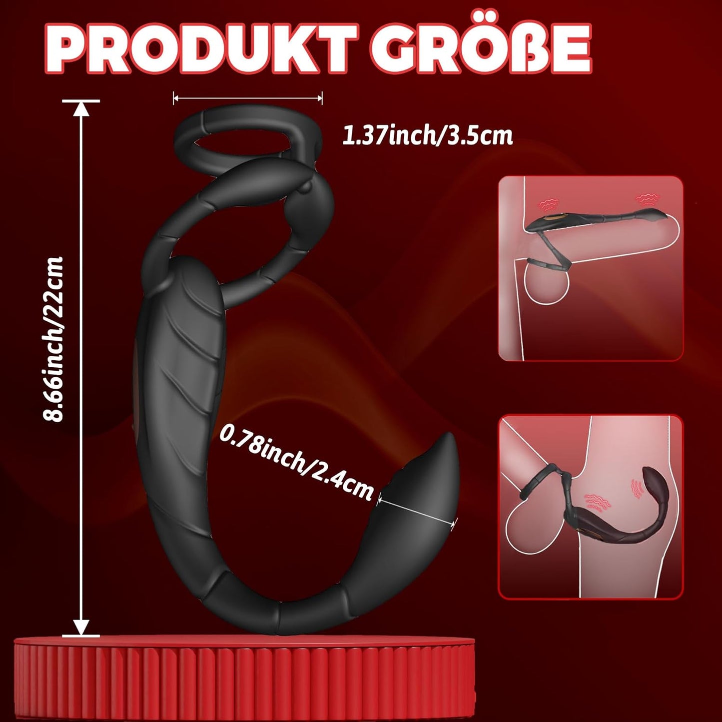 3 IN 1 Penisring Prostatamassagegerät Analvibrator mit 9 Vibrationsmodi