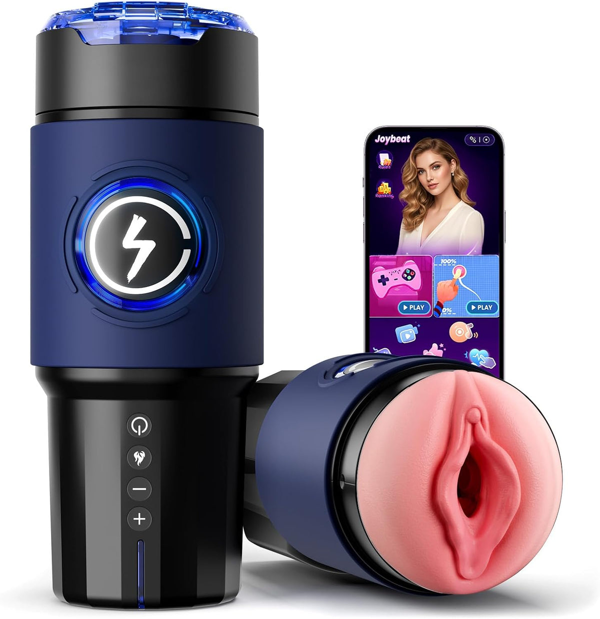 KI-Interaktion 360° Schnellheiz Masturbatoren Penis Stroker Blowjob mit 5 Stufiges schnelles