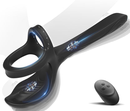 Hodenmassagegerät Penistrainer Vibrator Cockring Analspielzeug mit 2 Motoren & 10 Vibrationsmodi