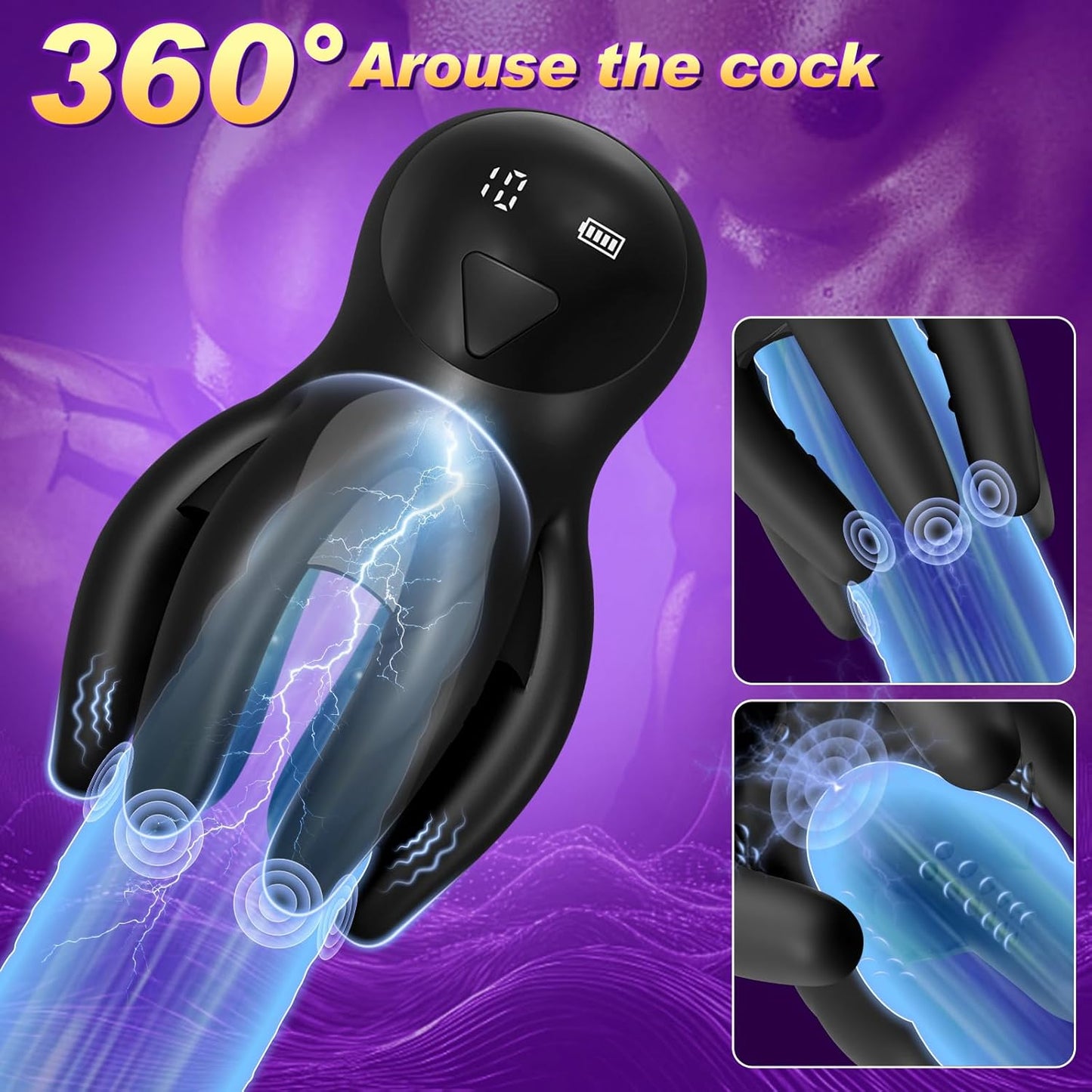3 IN 1 Penisvibrator Eicheltrainer Stroker Masturbator mit 10 Vibrationsmodi