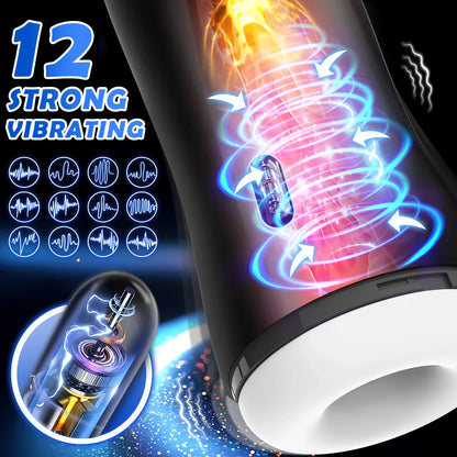 Automatischer Masturbator Penistrainer Stroker mit 12 Vibrations und 4 Saugmodi