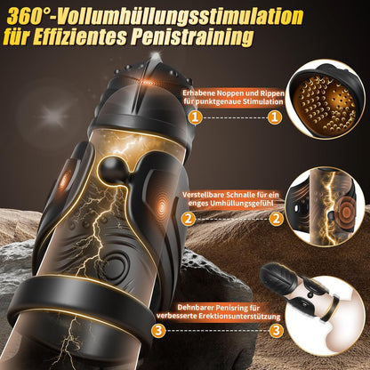 360° Umwickelter Penistrainer Vibrator Cockring mit 10 Schwing und 10 Vibrationsmodi