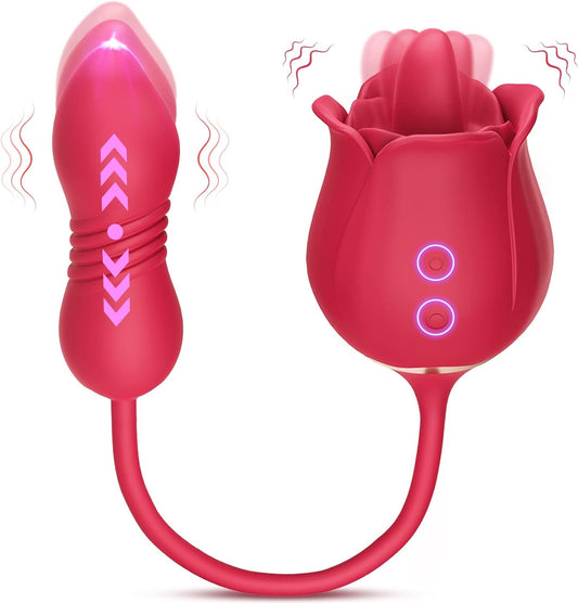 3 in 1 vibrators bullet sex toys clit and nipple stimulator with 9 licking modes &amp; 9 vibration modes 