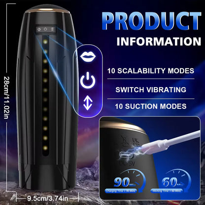 3 IN Automatischer Masturbator Penis Stroker mit 10 Vibrations & Saug & Stoßmodi