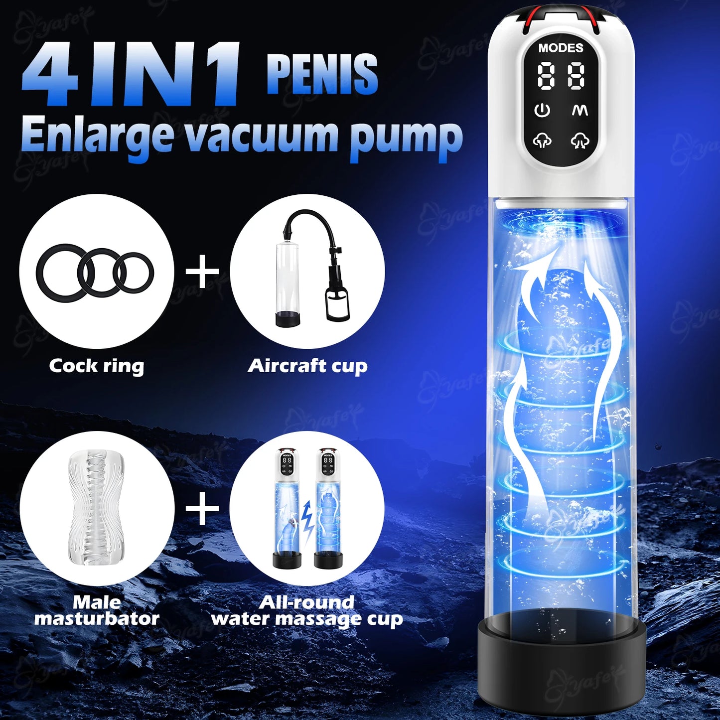 Elektrische Penis-Wasserpumpe Erektionsverlängerung mit 4 Trainings & 3 Saugmodi