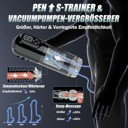 Elektrischer Masturbator Cup mit 7 Modi Saugen & Vibrieren & Schieben & Rotieren und Lecken