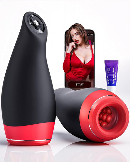Elektrische Masturbator Penis Trainer Stroker Blowjob mit 5 Stoßmodi & 7 Vibrationen & Heizfunktion