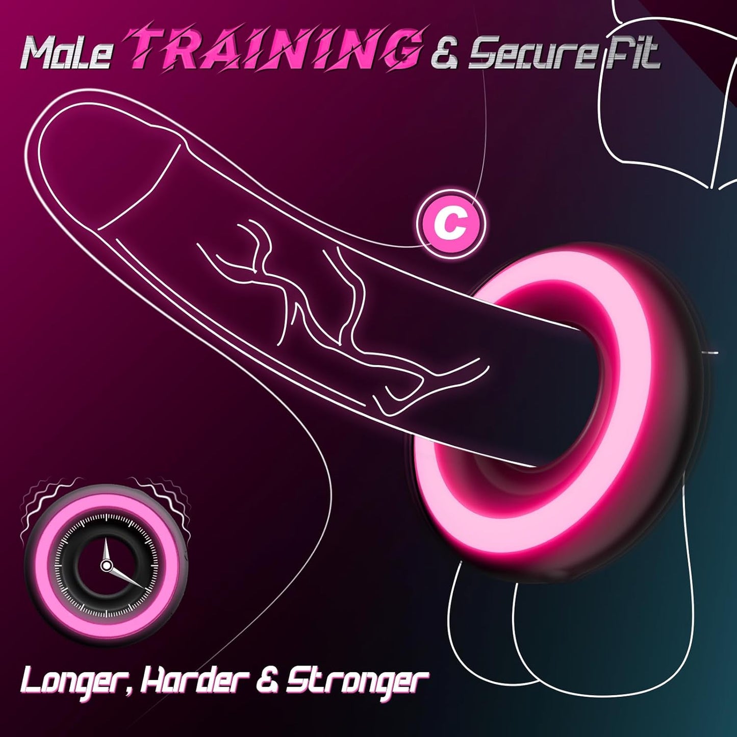 Penisring Vibratoren Cockringe Stimulator mit 10 Verschiedene Vibrationsmodi