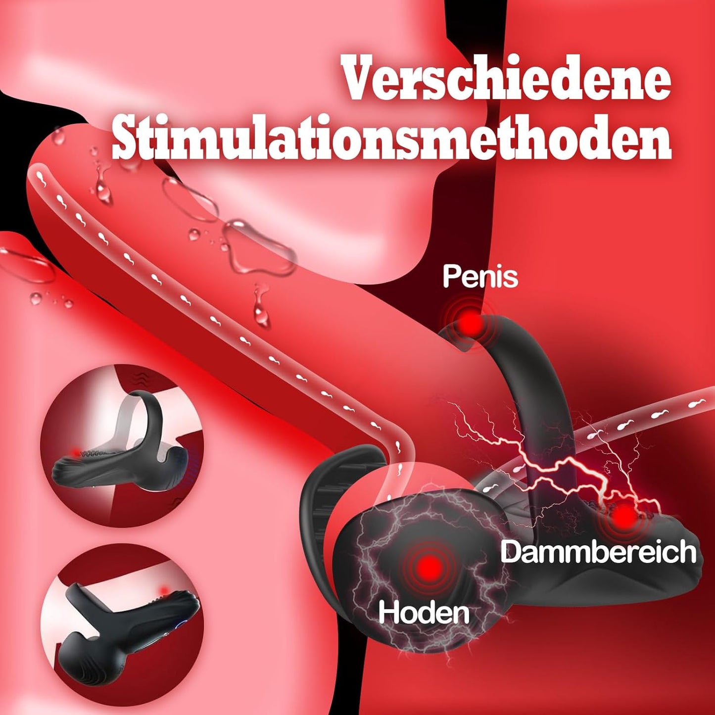 Doppel-Hodensack Penistrainer Vibrator Cock Ring mit 10 Vibrationsmodi
